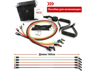 Набор Эспандеров WCG T15 для фитнеса. 5  ЖГУТОВ + ЧЕХОЛ