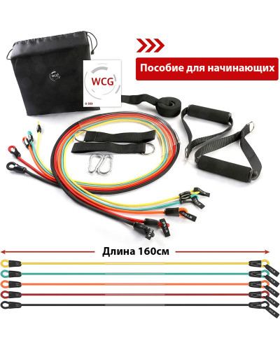 Набір еспандерів для фітнесу WCG T15 .   5 джгутів + ЧОХОЛ