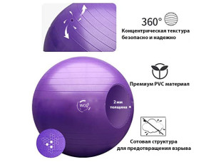 Мяч для фитнеса (фитбол) WCG 65 Anti-Burst 300кг Фиолетовый + насос