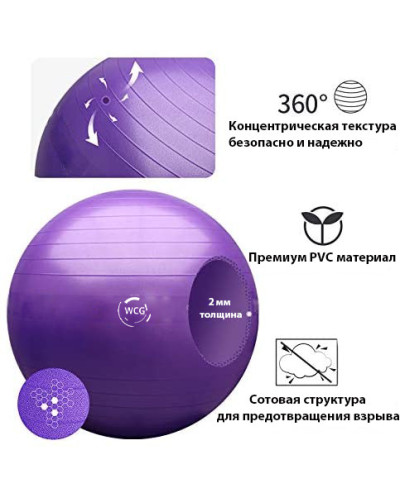 М'яч для фітнесу (фітбол) WCG 75 Anti-Burst 300кг Рожевий