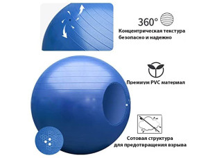 Мяч для фитнеса (фитбол) WCG 65 Anti-Burst 300кг Голубой + насос