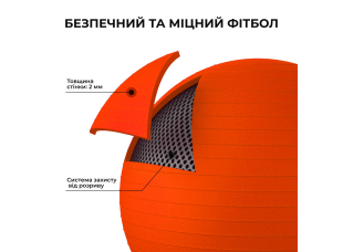 Мяч для фитнеса (фитбол) WCG 55 Anti-Burst 300кг Оранжевый + насос