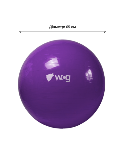 М'яч для фітнесу (фітбол) WCG 65 Anti-Burst 300кг Фіолетовий + насос