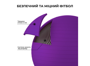 Мяч для фитнеса (фитбол) WCG 65 Anti-Burst 300кг Фиолетовый + насос