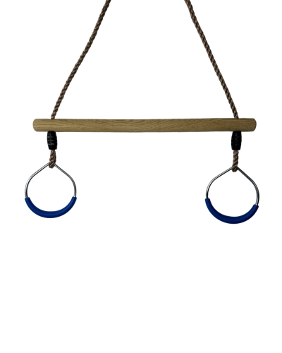 Дерев'яна трапеція з металевими кільцями metal rings WCG