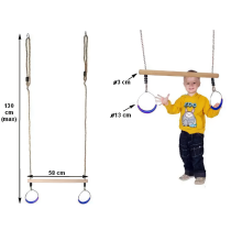 Деревянная трапеция с металлическими кольцами metal rings WCG