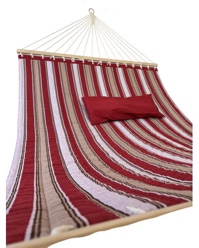 Гамак із планкою Siesta Red XXL 200х150 WCG Стьобана тканина + подушка