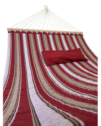 Гамак із планкою Siesta Red XXL 200х150 WCG Стьобана тканина + подушка