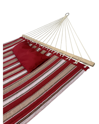Гамак із планкою Siesta Red XXL 200х150 WCG Стьобана тканина + подушка