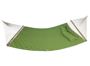 Стойка для гамака WCG + Гамак с планкой SOFT зелёный XXL 200×140 двухместный