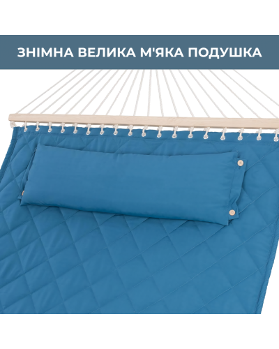 Стойка для гамака 50х50 + Гамак с планкой SOFT голубой XXL 200×140 двухместный WCG