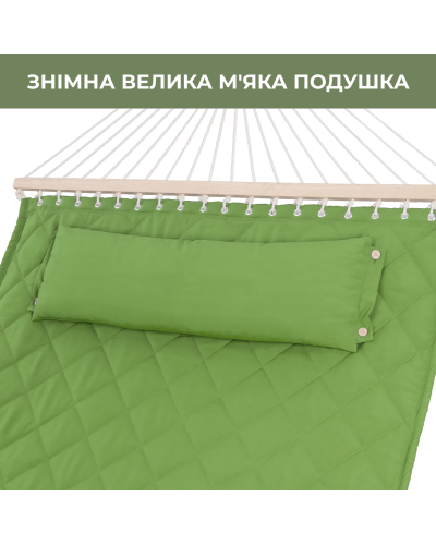 Двомісний гамак SOFT зелений XXL 200x140 з планками WCG