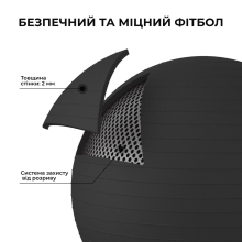 Мяч для фитнеса (фитбол) WCG 85 Anti-Burst 300кг Графит + насос