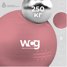 М'яч для фітнесу (фітбол) WCG 55 Anti-Burst 250кг Pale Pink + насос