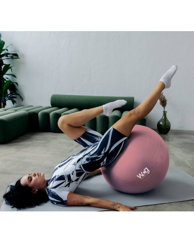 М'яч для фітнесу (фітбол) WCG 55 Anti-Burst 250кг Pale Pink + насос