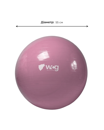 М'яч для фітнесу (фітбол) WCG 55 Anti-Burst 250кг Pale Pink + насос