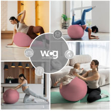 М'яч для фітнесу (фітбол) WCG 55 Anti-Burst 250кг Pale Pink + насос