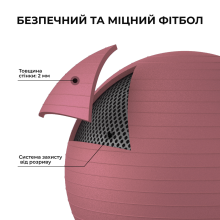 М'яч для фітнесу (фітбол) WCG 55 Anti-Burst 250кг Pale Pink + насос