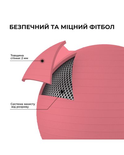 М'яч для фітнесу (фітбол) WCG 65 Anti-Burst 250кг Персиковий + насос