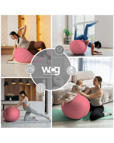 М'яч для фітнесу (фітбол) WCG 65 Anti-Burst 250кг Персиковий + насос