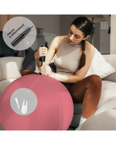 М'яч для фітнесу (фітбол) WCG 65 Anti-Burst 250кг Персиковий + насос
