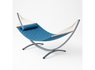 Стойка для гамака WCG + Гамак с планкой SOFT голубой XXL 200×140 двухместный