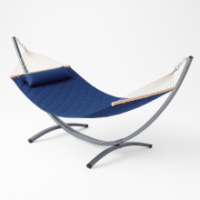 Стойка для гамака WCG + Гамак с планкой SOFT синий XXL 200×140 двухместный