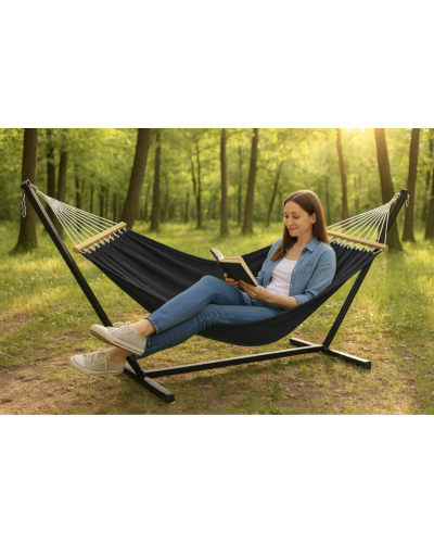 Двомісний гамак з планкою Hygge сірий XXL 200х150 WCG