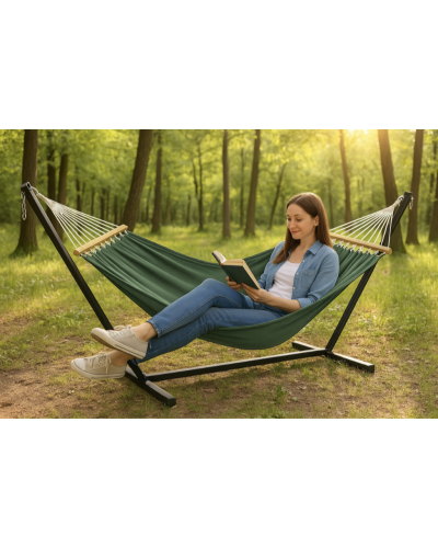 Двомісний гамак з планкою Hygge хакі XXL 200х150 WCG