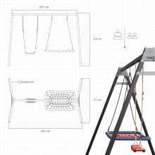 Каркас для дитячої гойдалки  WCG 2 Elite Play Frame  Двомісна + Гойдалка гніздо прямокутна + пластикова гойдалка
