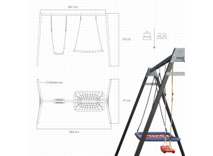 Каркас для дитячої гойдалки  WCG 2 Elite Play Frame  Двомісна + Гойдалка гніздо прямокутна + пластикова гойдалка