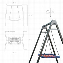 Каркас для дитячої гойдалки  WCG 1 Elite 60х60 Play Frame + Гойдалка гніздо Elips WCG 108 х 83 см