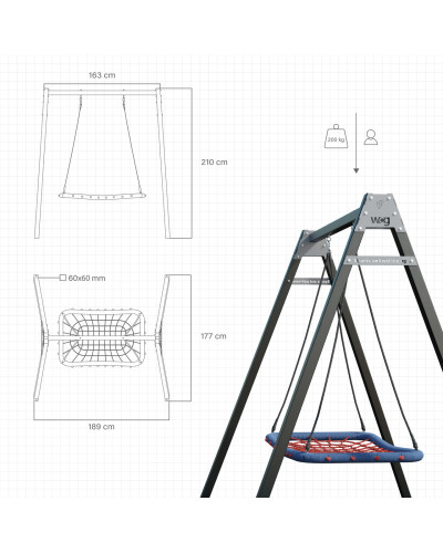 Каркас для дитячої гойдалки  WCG 1 Elite 60х60 Play Frame  Одномісна