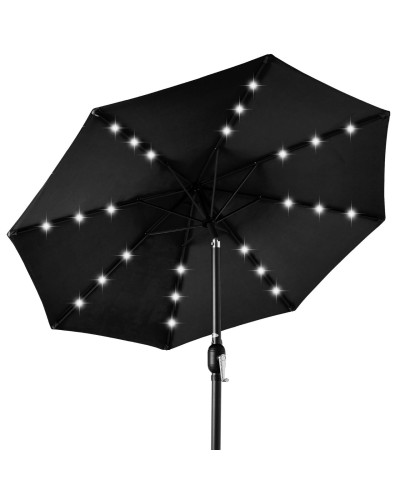 Зонт садовый 3 м с LED-подсветкой и солнечной панелью (черный)