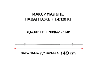 Гриф прямой 140 см Ø28 мм