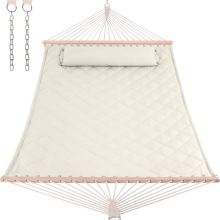 Стійка для гамака + Двомісний гамак SOFT бежевий XXL 200x140 з планками