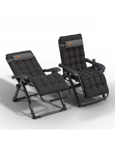 Крісло шезлонг Zero Gravity WCG S14-PP Louis з полотном із шаховим візерунком + чорний матрац
