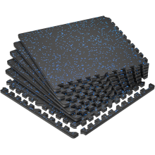 Мат-пазли DualMat 60×60×1,2 (чорний/сині вкраплення) — комплект 4 шт
