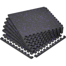 Мат-пазли DualMat 60×60×1,2 (чорний/фіолетові вкраплення) — комплект 6 шт