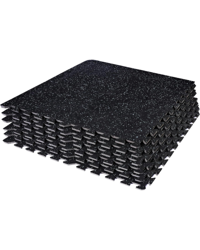 Мат-пазли DualMat 60×60×2 см (чорний/білі вкраплення) — комплект 4 шт