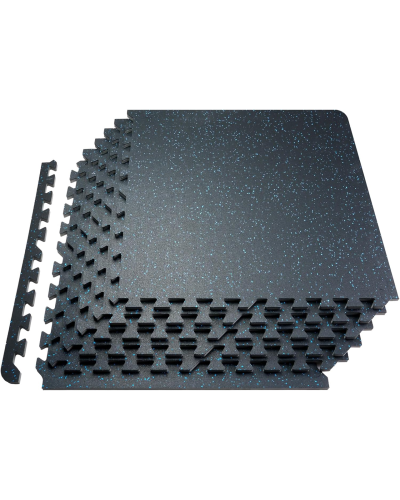 Мат-пазли DualMat 60×60×1,2 (чорний/сині вкраплення) — комплект 4 шт