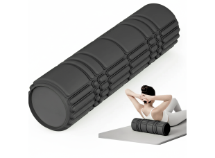 Массажный ролик WCG K3 Premium Foam Roller 42 см, черный, 3D рельеф, EVA, до 200 кг