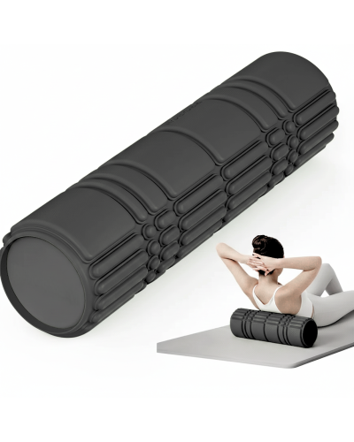 Масажний ролик WCG K3 Premium Foam Roller 42 см, чорний, 3D рельєф, EVA, до 200 кг