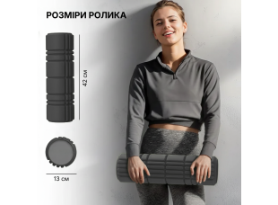 Массажный ролик WCG K3 Premium Foam Roller 42 см, черный, 3D рельеф, EVA, до 200 кг