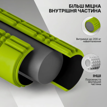 Масажний ролик WCG K3 Premium Foam Roller 42 см, салатовий, 3D рельєф, EVA, до 200 кг