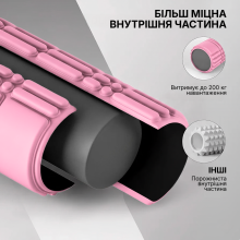 Масажний ролик WCG K3 Premium Foam Roller 42 см, рожевий, 3D рельєф, EVA, до 200 кг
