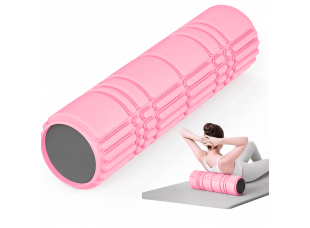 Массажный ролик WCG K3 Premium Foam Roller 42 см, розовый, 3D рельеф, EVA, до 200 кг