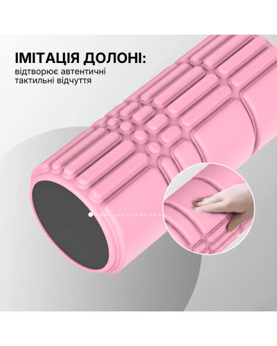 Масажний ролик WCG K3 Premium Foam Roller 42 см, рожевий, 3D рельєф, EVA, до 200 кг