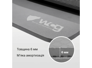 Коврик для йоги складной WCG 183×61×6 мм TPE, двусторонний нескользящий, для фитнеса и путешествий, серый