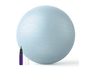 Мяч для фитнеса WCG Balance Pro 65 см Anti-Burst до 500 кг с насосом, фитбол для йоги, пилатеса и беременных, голубой